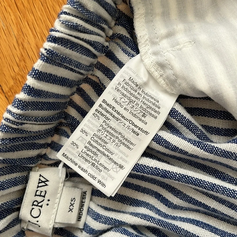 J. Crew XXS Nautical Blue & White Striped Linen Blend Skirt with Pockets - Picture 8 of 11
